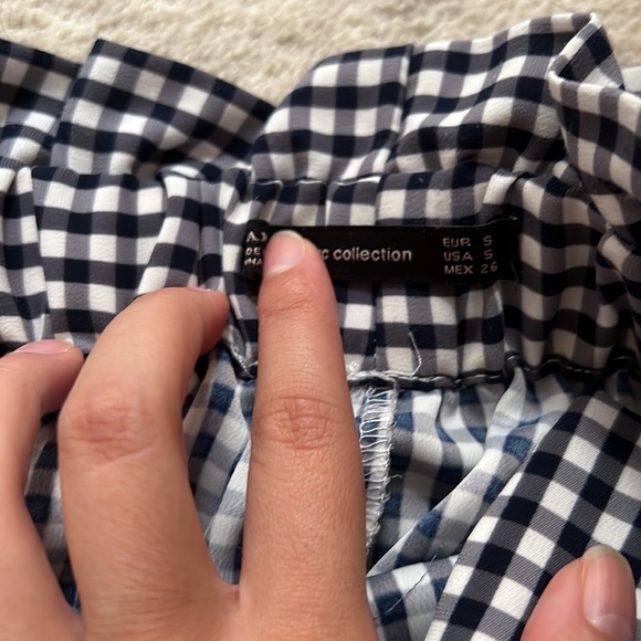 Zara Gingham Blue Checkered Culottes Wide Leg Pants - Picture 3 of 3